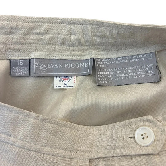 Evan Picone vintage pants linen look tan texture women’s size 16 - Picture 7 of 13